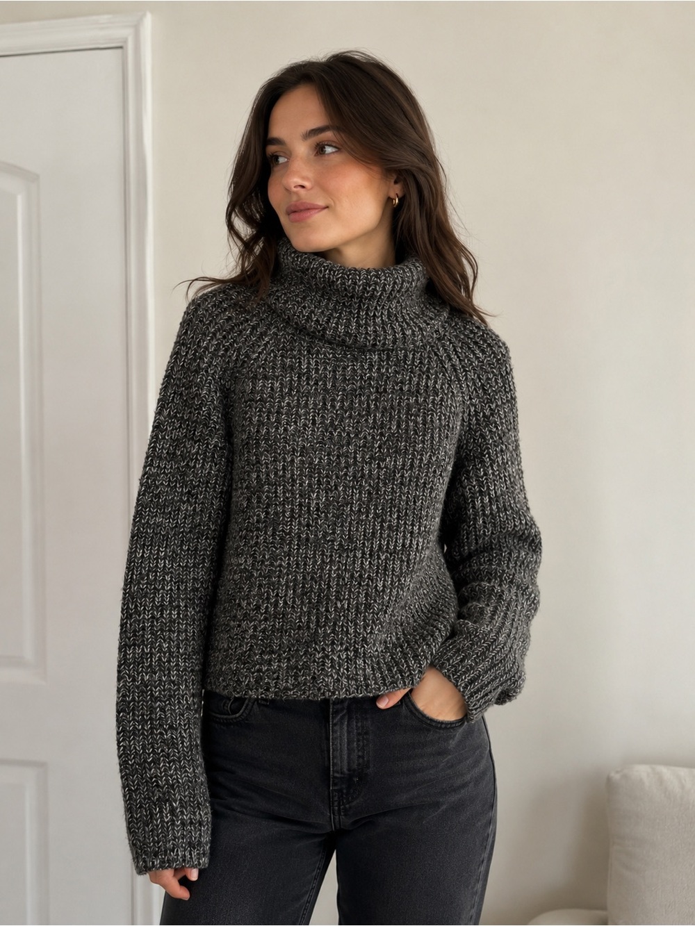 Mossimo Charcoal Marled Turtleneck Sweater Small